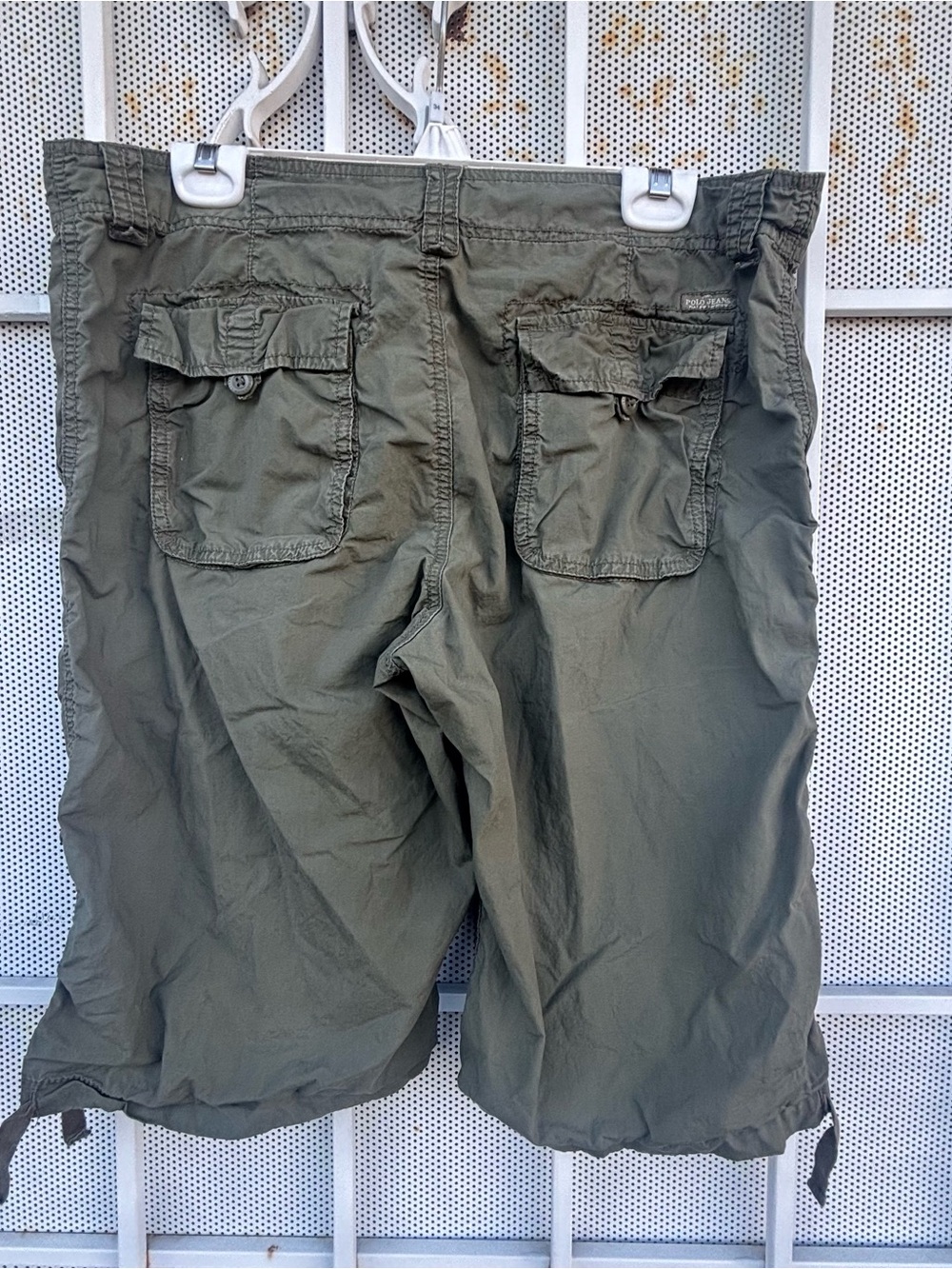 Polo Jeans Co Women’s 12 Olive Cargo Shorts Roll Tab Lightweight 100% Cotton - Picture 2 of 6